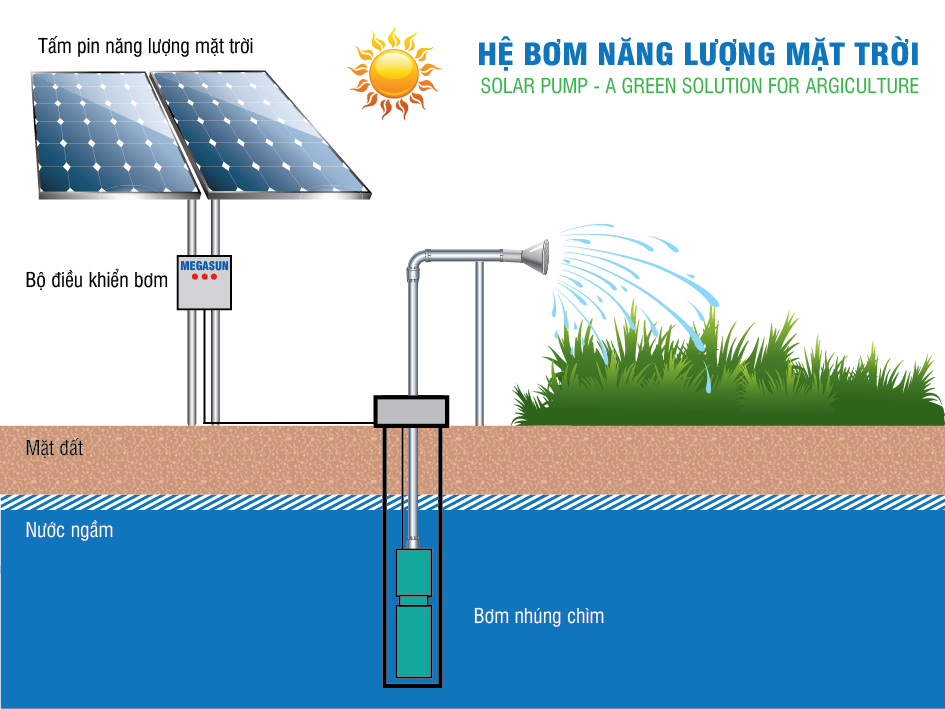 Hệ thống bơm nước dùng điện năng lượng mặt trời