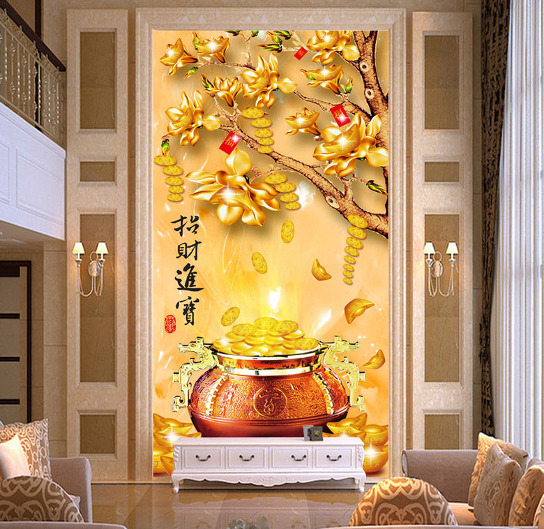 Gạch 3D phòng thờ cây lộc tài