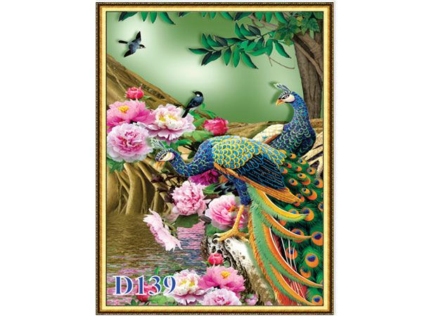 Tranh gạch con công D139