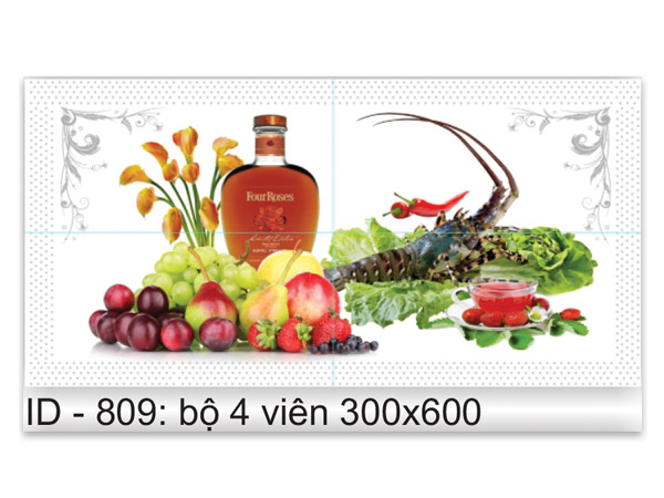 Tranh gạch trang trí bếp bộ 4 viên ID-809