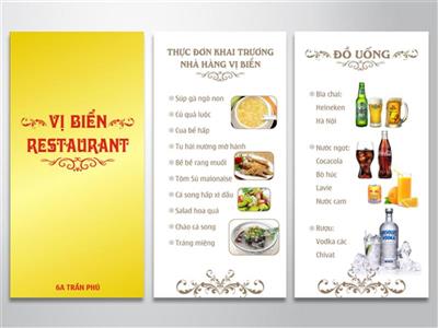 In menu nhà hàng vị biển đẹp