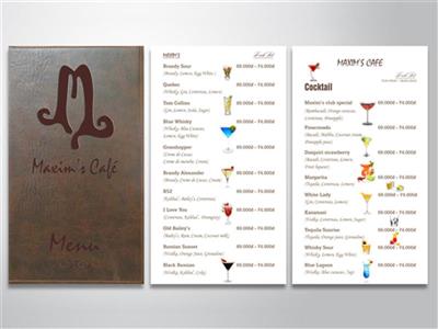 In Menu quán cafe bìa da đẹp