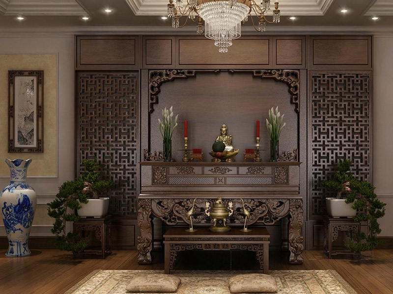 Mẫu thiết kế nội thất phòng thờ đẹp