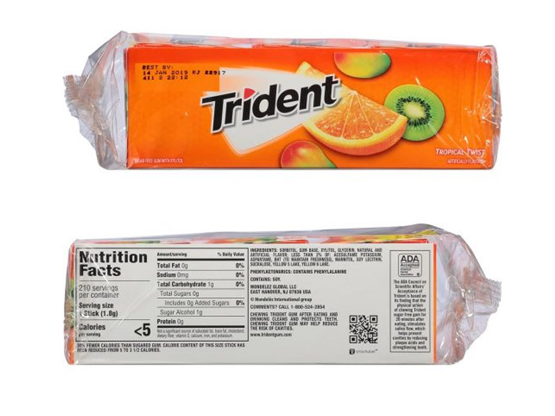 Thành phần kẹo Gum không đường Trident Tropical Twist