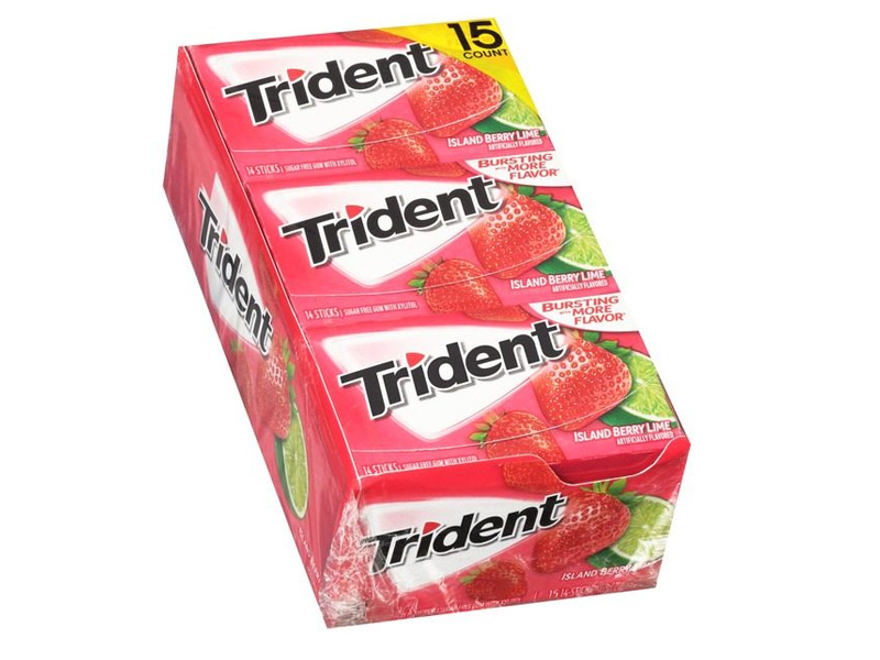 Trident Gum không đường vị dâu Trident Island Berry Limehộp 15 gói