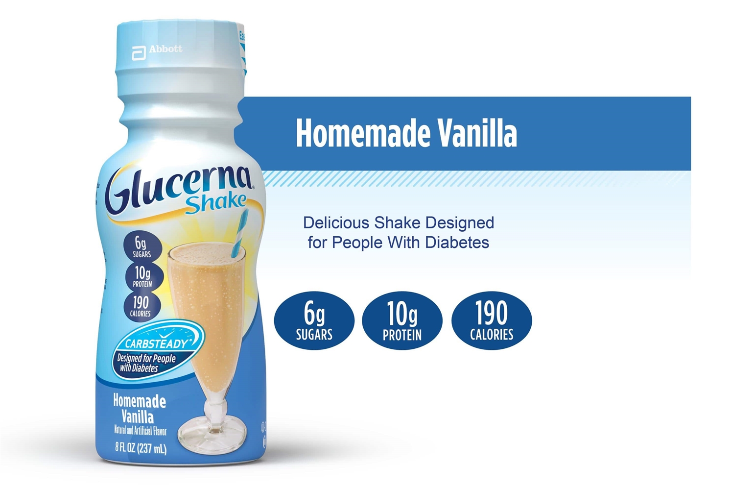 Sữa dành cho người tiểu đường Glucerna Homemade Vanilla Shake dạng nước giúp người bệnh dễ dàng sử dụng