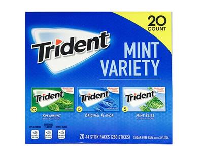 Trident Gum không đường vị bạc hà tổng hợp hộp 20 gói
