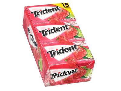 Trident Gum không đường vị dâu Trident Island Berry Lime hộp 15 gói