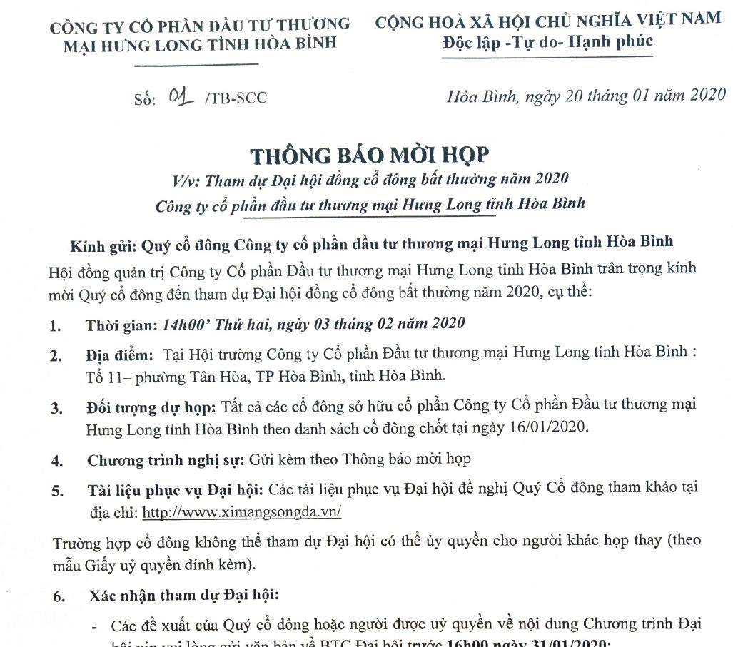 Tài liệu họp ĐHCĐ bất thường ngày 03.02.2020
