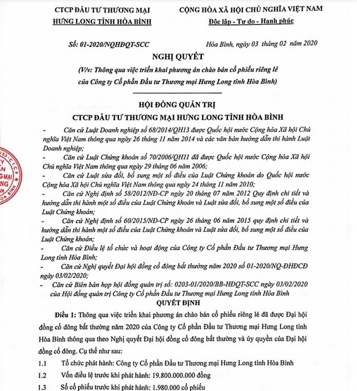 Công bố nội dung đầy đủ của Nghị quyết 01-2020/NQHĐQT- SCC ngày 03/2/2020