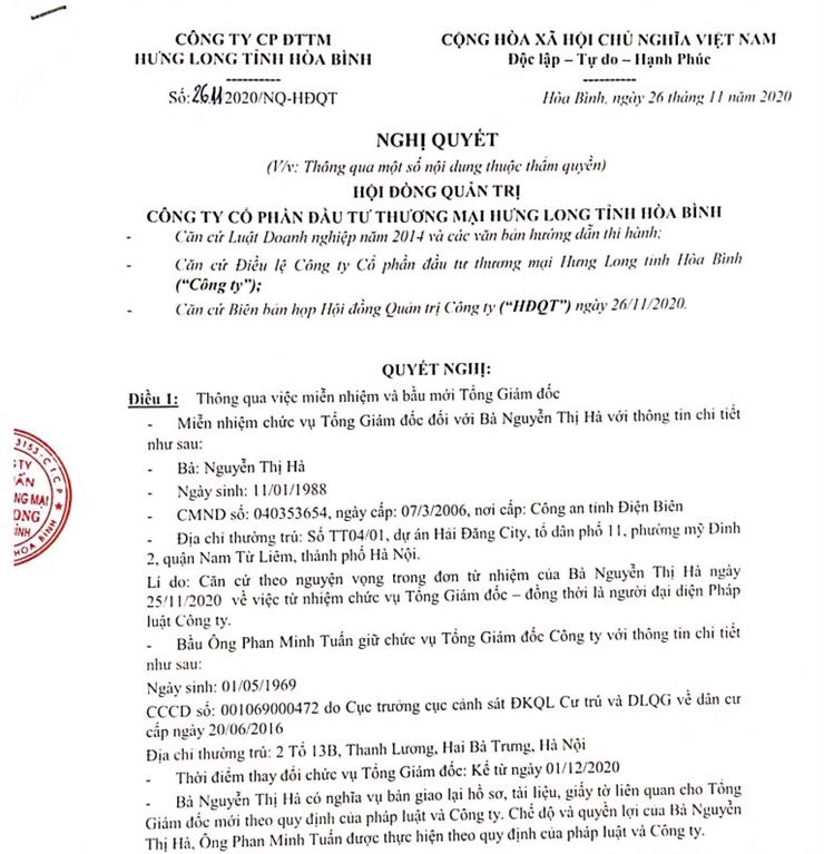 Thông báo: thay đổi nhân sự, đổi tên Công ty