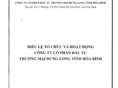 Điều lệ Công ty sửa đổi, bổ sung theo Nghị quyết của Đại hội cổ đông bất thường 2019
