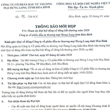 Tài liệu họp ĐHCĐ bất thường ngày 03.02.2020
