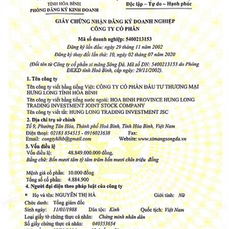 Thông báo thay đổi đăng ký kinh doanh lần thứ 10