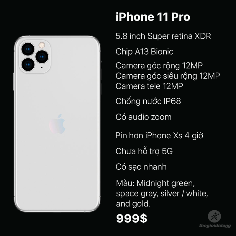 Cấu hình chi tiết iPhone 11 Pro.