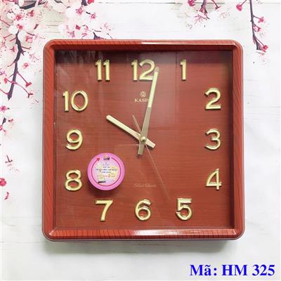 Đồng hồ treo tường Kashi HM325 dạ quang nền nâu