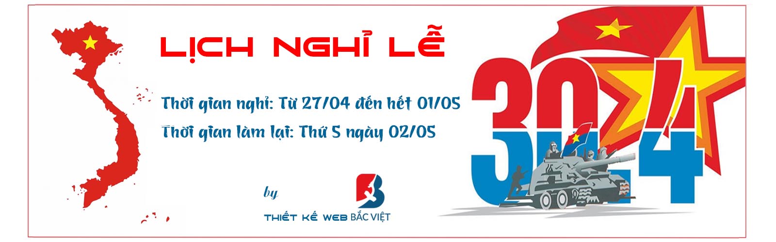 Thông báo Lịch nghỉ lễ 30/04 & 01/05 năm 2019 của Bắc Việt