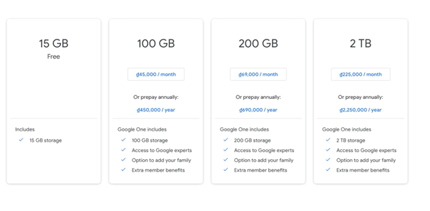 Bảng giá - Google Photos chính thức ngừng miễn phí cho người dùng từ 1/6