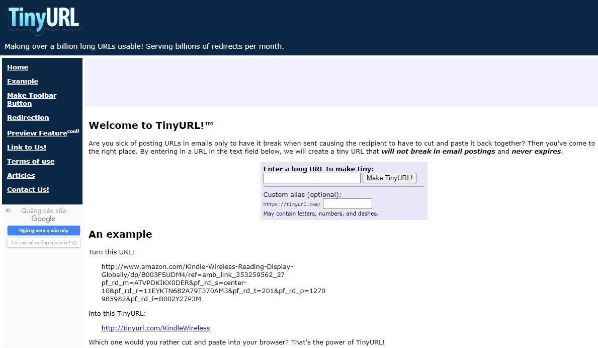 Cách rút gọn link bằng TinyURL