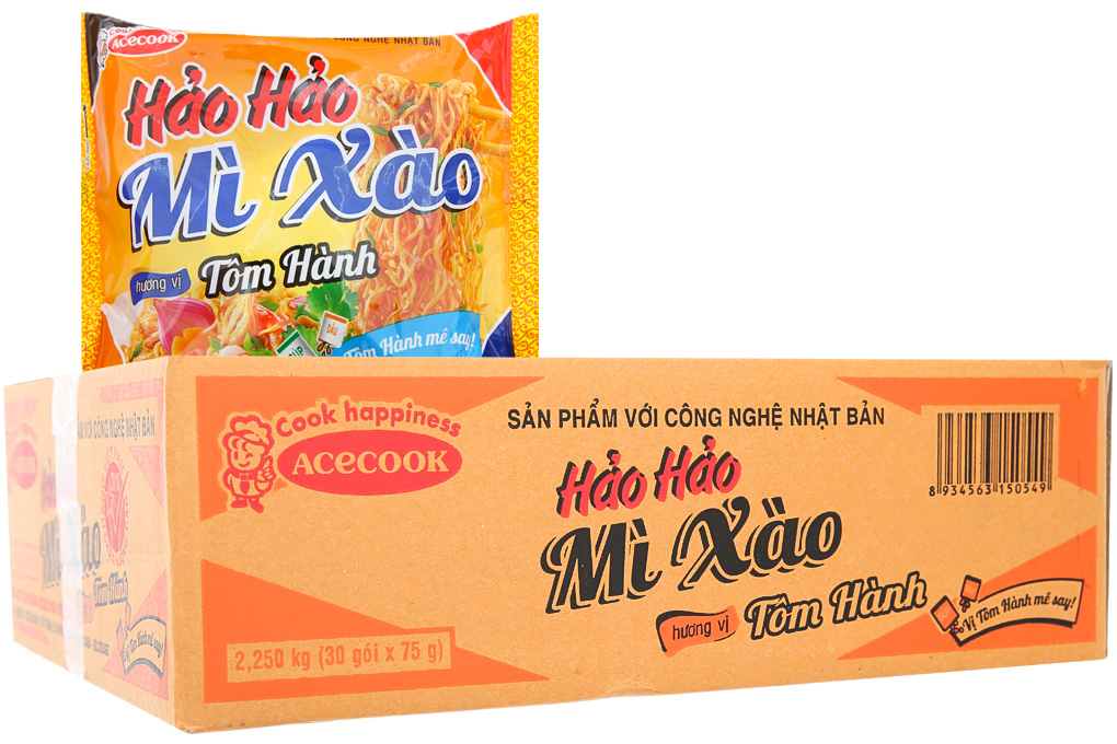 Thùng mì gói Hảo Hảo mì xào tôm hành (30 Gói/Thùng)