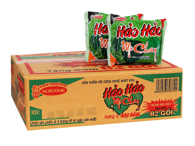 Thùng mì gói Hảo Hảo mỳ chay hương vị rau nấm (30 Gói/Thùng) 