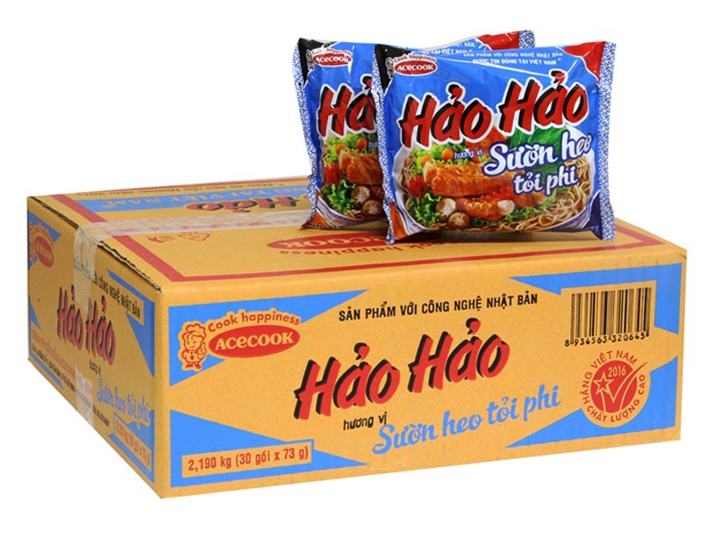 Thùng mì gói Hảo Hảo sườn heo tỏi phi (30 Gói/Thùng) (30 Gói/Thùng) 