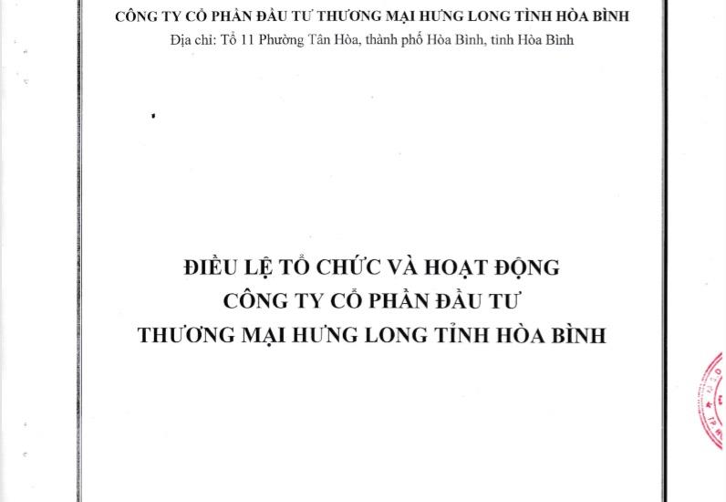 Điều lệ Công ty sửa đổi, bổ sung theo Nghị quyết của Đại hội cổ đông bất thường 2019