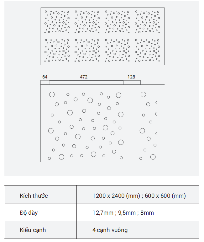 Tấm thạch cao trang trí và tiêu âm Soundboard Circle Random 1