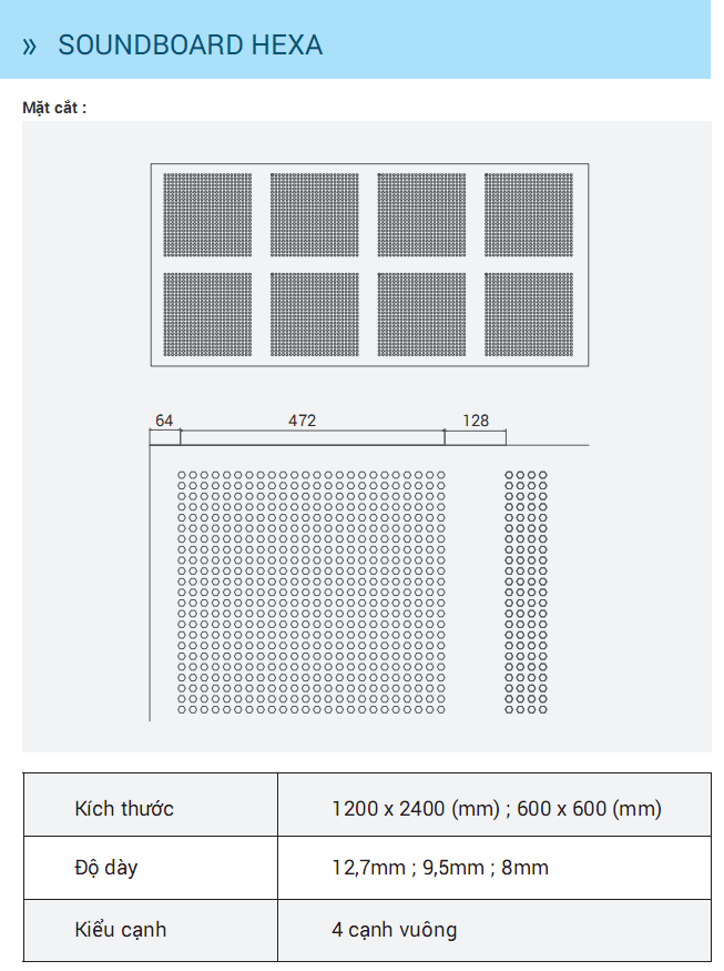 Tấm thạch cao trang trí và tiêu âm Soundboard Hexa 1