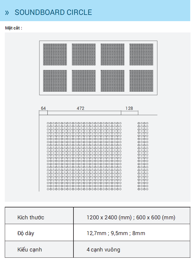 Tấm trần thạch cao trang trí và tiêu âm Soundboard Circle 1