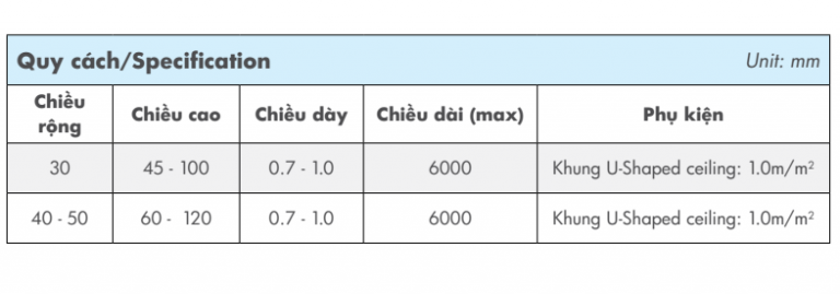 Trần nhôm Zinca Alu Strip U-Shaped 1