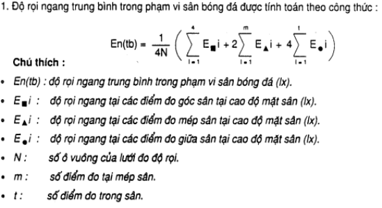 PHƯƠNG PHÁP KIỂM TRA ĐỘ RỌI ÁNH SÁNG TRÊN SÂN BÓNG