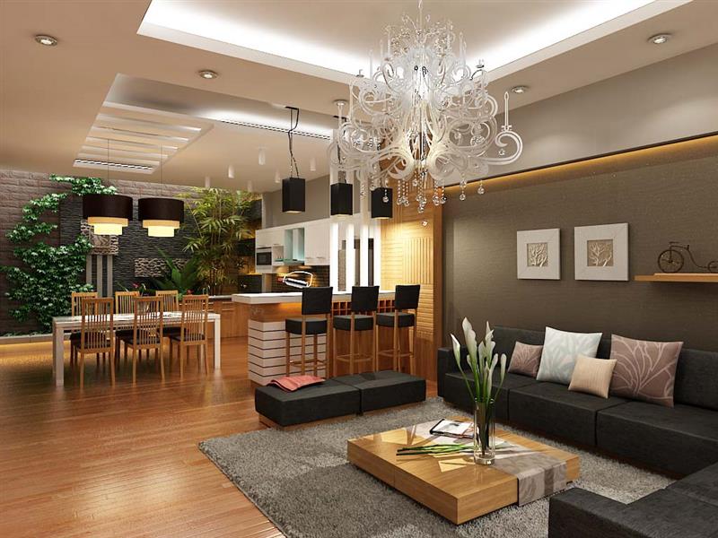 Trang trí phòng khách bằng đèn chùm tăng vẻ đẹp sang trọng
