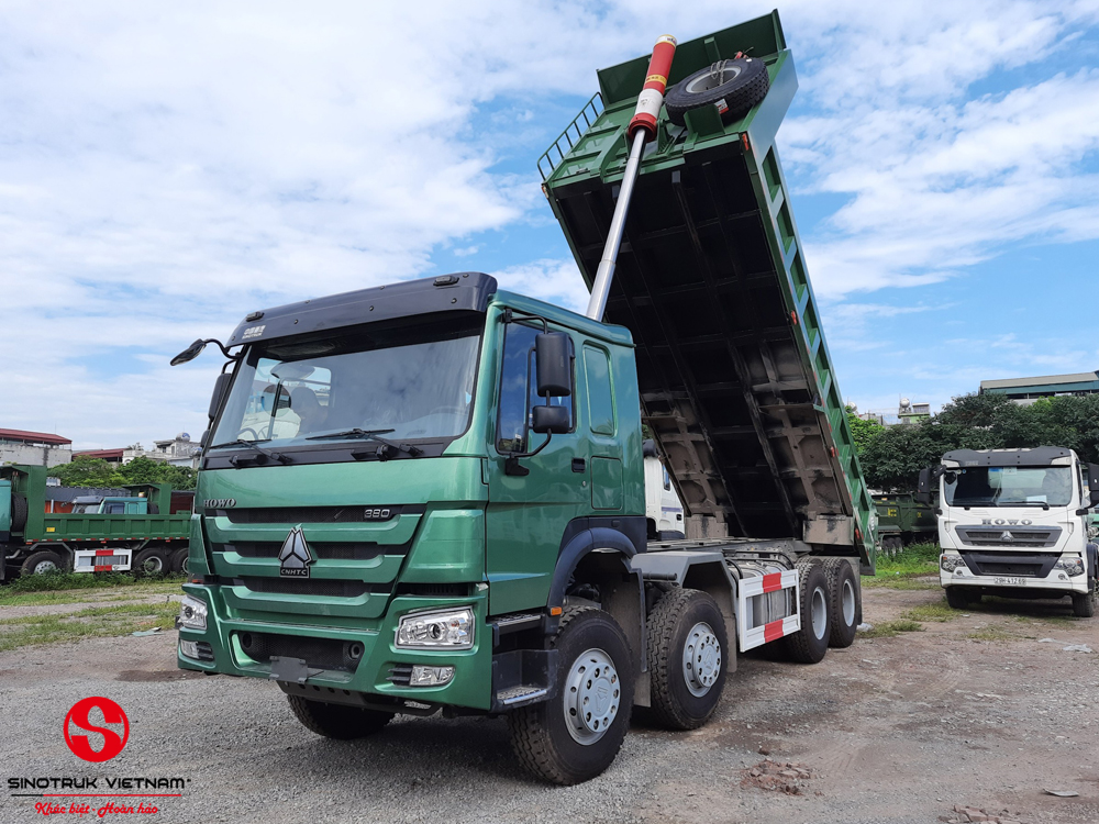 Xe ben Howo 380hp 4 chân thùng vuông Cabin V7G 4