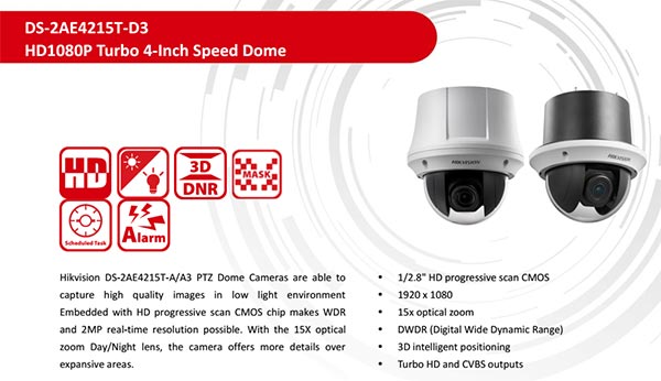 Thông số kỹ thuật camera PTZ HDTVI 2MP HIKVISION DS-2AE4215T-D3