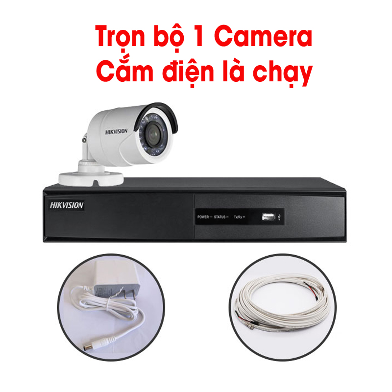 Trọn bộ 1 Camera DS-2CE16C0T-IR + Đầu ghi hình HIKVISION bao gồm: