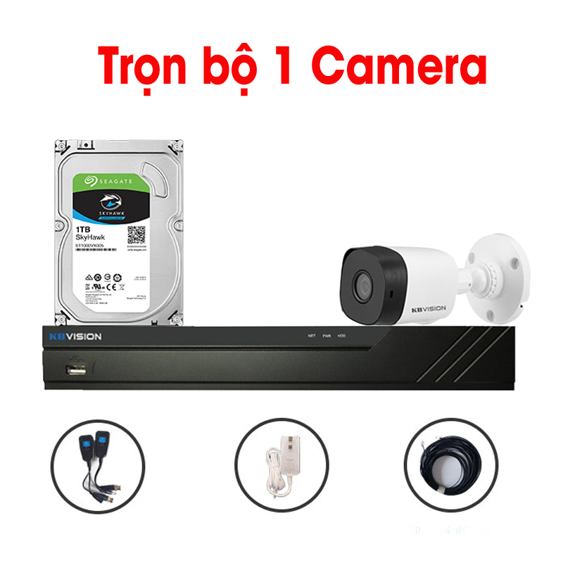 Trọn bộ 1 Camera KX-1001CV4 + 1 Đầu ghi hình 4 kênh KBVISION độ phân giải 1 Megapixel bao gồm