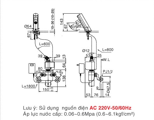 vòi nước tự động Inax AMV-90K (220V) Nóng/lạnh