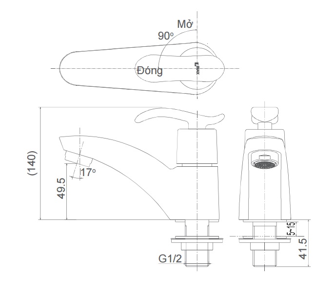Bản vẽ kỹ thuật vòi lạnh Inax LFV-11A