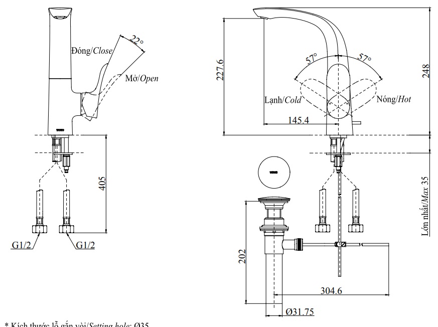 Bản vẽ kỹ thuật vòi TOTO TLG01309B