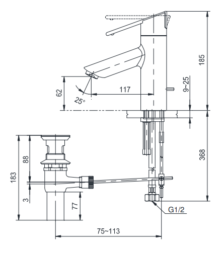 Bản vẽ kỹ thuật vòi lavabo N/L TOTO TS240A