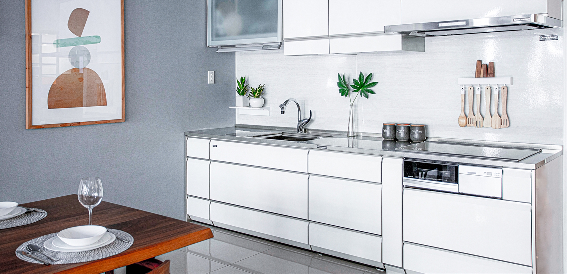 Tủ bếp Inox theo phong cách Minimalism Style, hệ tủ bếp Lemure cao cấp màu LSW