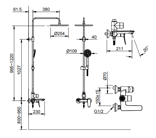 sen cây tắm nóng lạnh INAX BFV-515S
