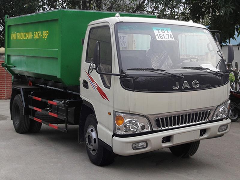 Xe chở rác thùng rời 9 khối JAC 9m3 hooklift