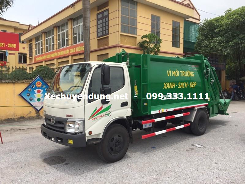 Xe ép rác 5m3 Hino Wu342L dạng gầu xúc 5 khối