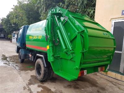 Xe ép rác 3 khối Fuso thùng 3 khối sử dụng gầu xúc rác