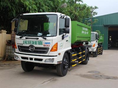 Xe hooklift chở rác thùng rời 12 khối Hino FG 12m3